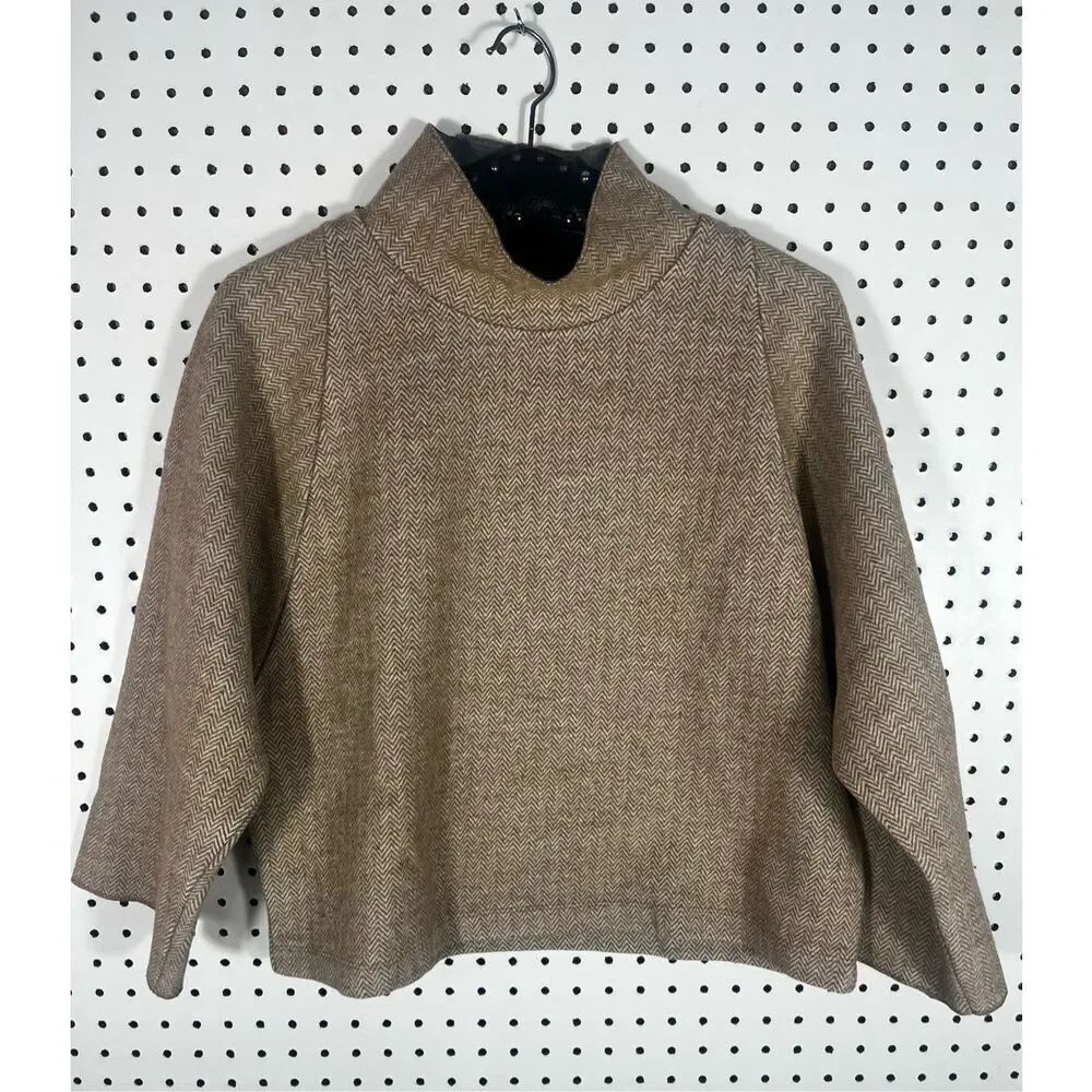 Madewell herringbone print mock neck  pullover size S